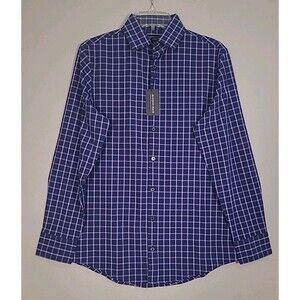 NWT Mizzen Main Leeward Performance Dress Shirt Mens S Plaid Button Up Trim Fit